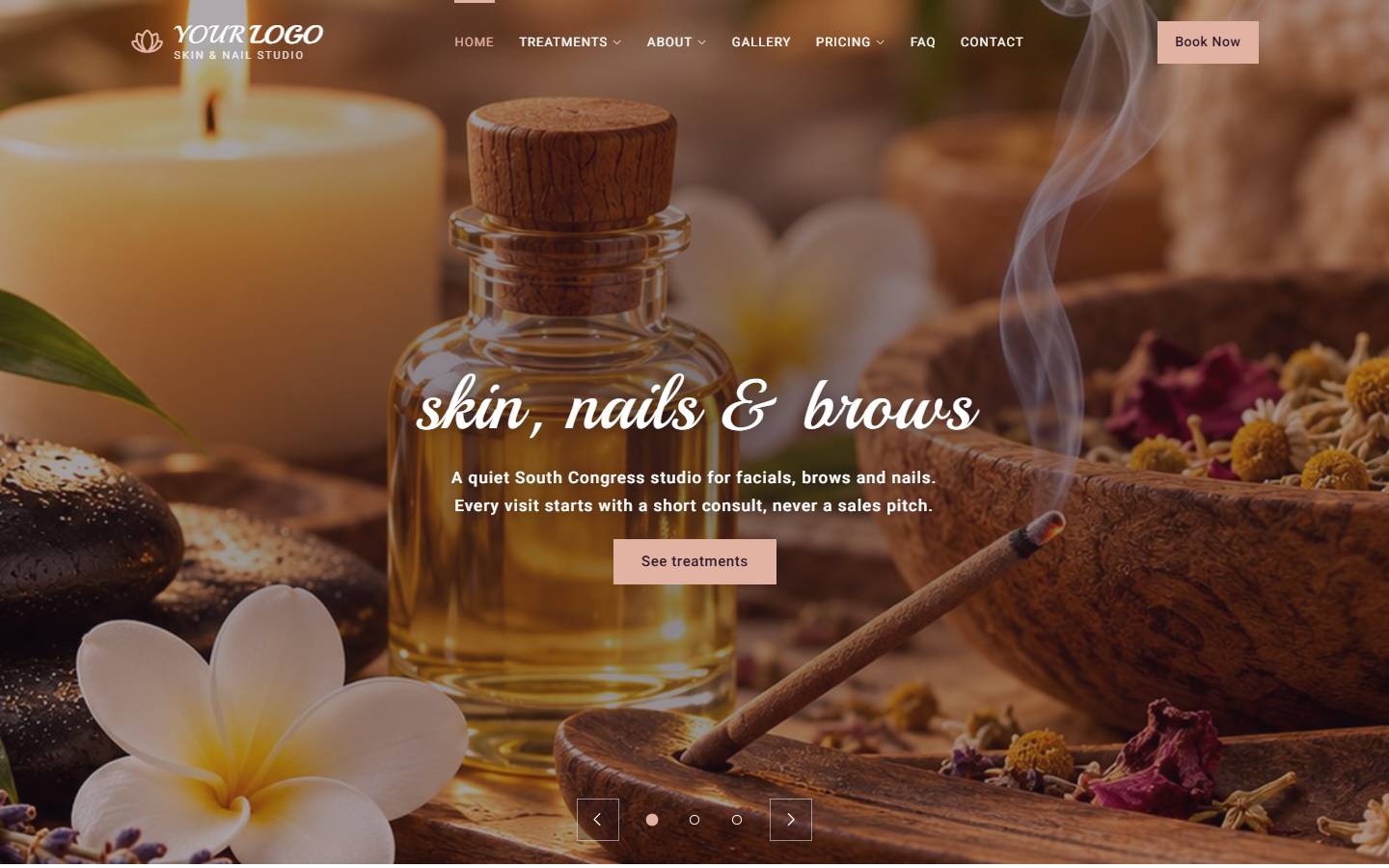 Velour Skin & Nail Studio home page on a desktop screen