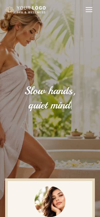 Solace Sands Spa & Wellness home page on a phone