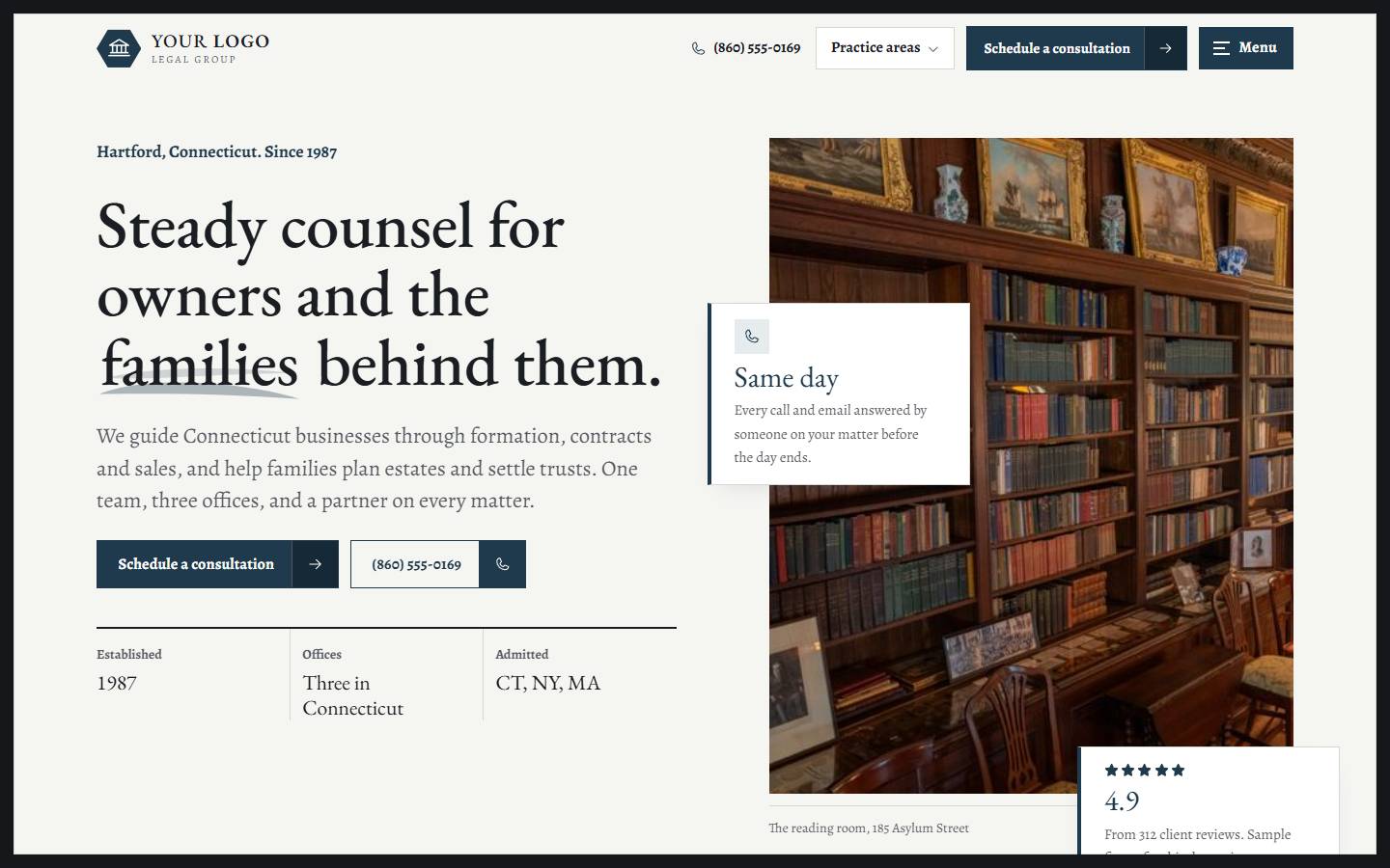 Whitmore Legal Group home page on a desktop screen