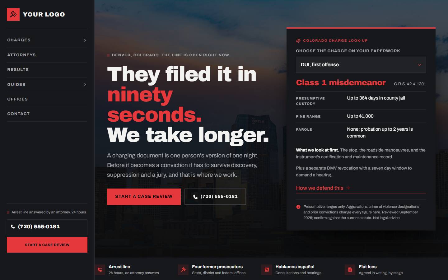 Sterling Defense Attorneys home page on a desktop screen