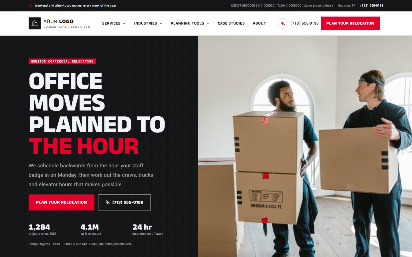 Summit Commercial Relocation home page on a desktop screen