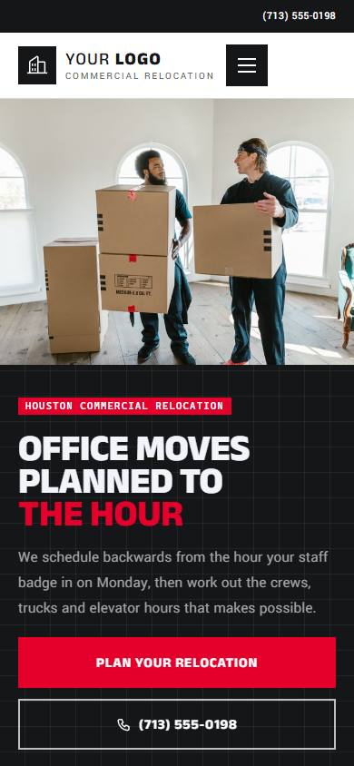 Summit Commercial Relocation home page on a phone