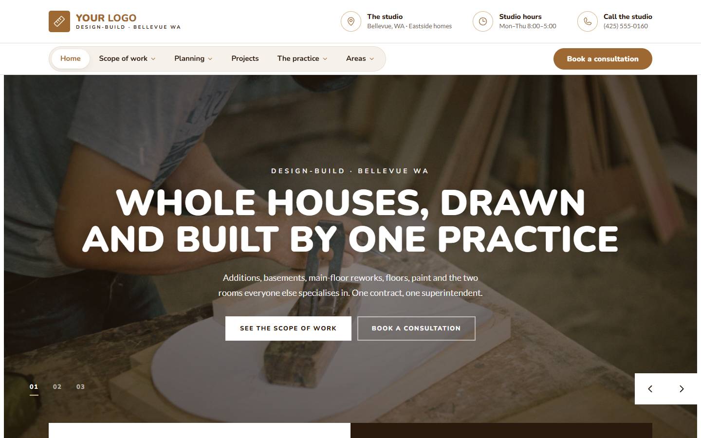 Atelier Northwest home page on a desktop screen