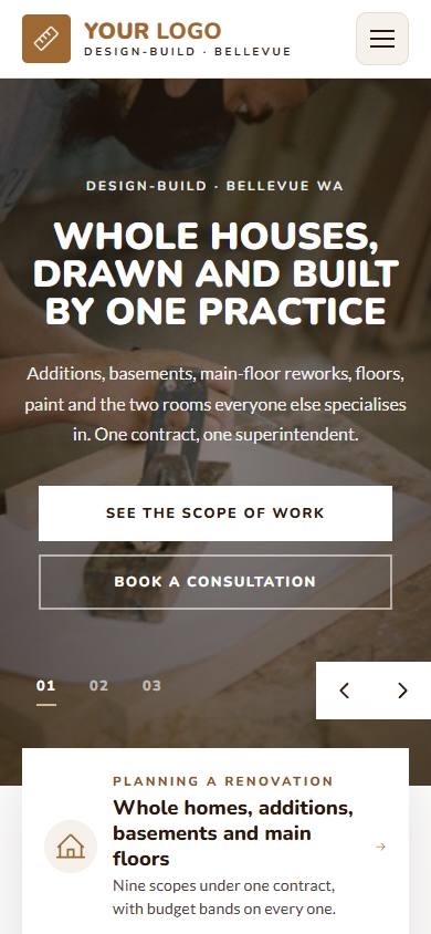 Atelier Northwest home page on a phone