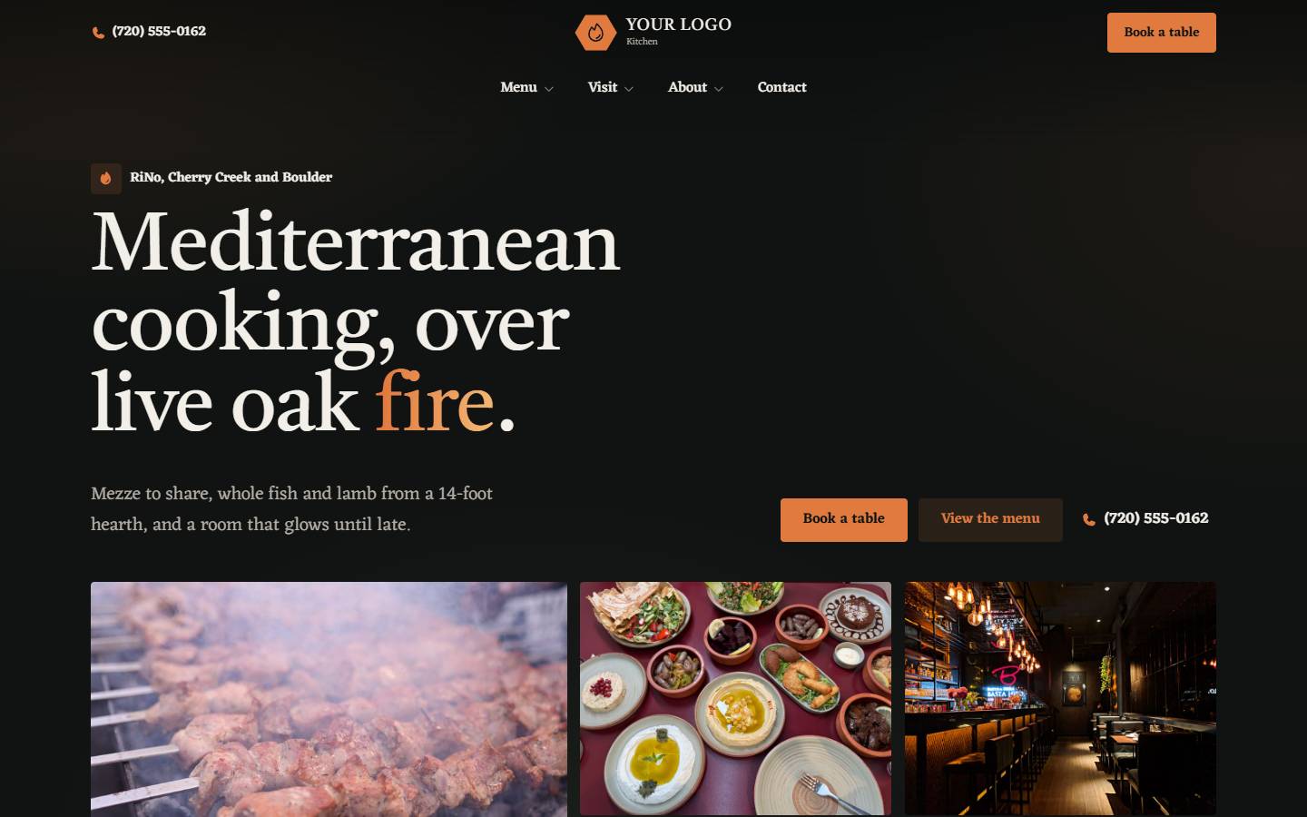 Olive & Ember Kitchen home page on a desktop screen