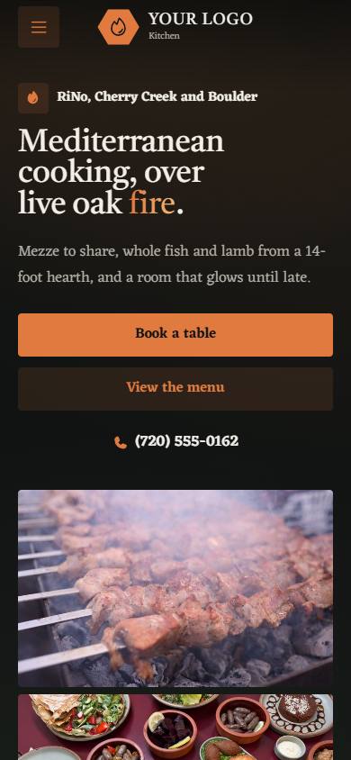 Olive & Ember Kitchen home page on a phone