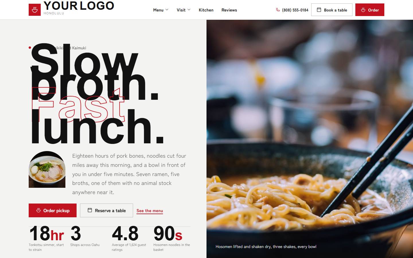 Umami Street Ramen home page on a desktop screen
