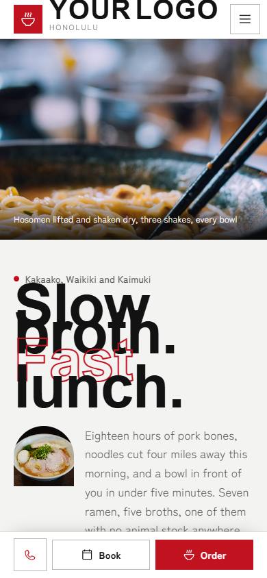 Umami Street Ramen home page on a phone