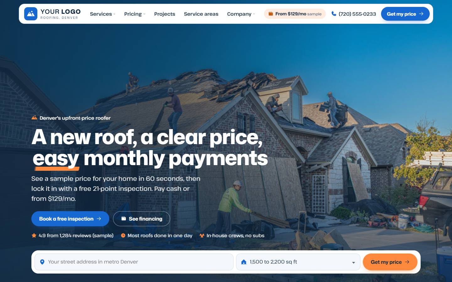 Summit Peak Roofing home page on a desktop screen